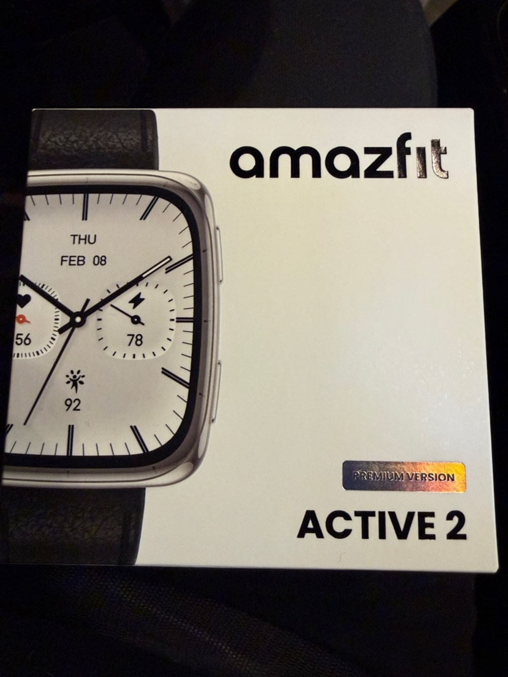 Amazfit Active 2 Square Smartwatch (Premium Version) w/ Black Leather Band